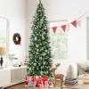 image9 FT PreLit Foldable Pencil Christmas Tree Flocked Hinged Artificial Xmas Tree w 1228 Branch Tips ampamp Warm LED Lights ampamp Sturdy Metal Stand Slim Decoration Tree Perfect for Home ampamp Party9ft