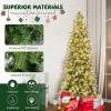 image9 FT PreLit Foldable Pencil Christmas Tree Flocked Hinged Artificial Xmas Tree w 1228 Branch Tips ampamp Warm LED Lights ampamp Sturdy Metal Stand Slim Decoration Tree Perfect for Home ampamp Party7ft 6in