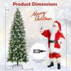 image9 FT PreLit Foldable Pencil Christmas Tree Flocked Hinged Artificial Xmas Tree w 1228 Branch Tips ampamp Warm LED Lights ampamp Sturdy Metal Stand Slim Decoration Tree Perfect for Home ampamp Party7ft 6in