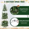 image9 FT PreLit Foldable Pencil Christmas Tree Flocked Hinged Artificial Xmas Tree w 1228 Branch Tips ampamp Warm LED Lights ampamp Sturdy Metal Stand Slim Decoration Tree Perfect for Home ampamp Party6ft