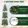 image9 FT PreLit Foldable Pencil Christmas Tree Flocked Hinged Artificial Xmas Tree w 1228 Branch Tips ampamp Warm LED Lights ampamp Sturdy Metal Stand Slim Decoration Tree Perfect for Home ampamp Party7ft 6in