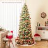 image9 FT PreLit Foldable Pencil Christmas Tree Flocked Hinged Artificial Xmas Tree w 1228 Branch Tips ampamp Warm LED Lights ampamp Sturdy Metal Stand Slim Decoration Tree Perfect for Home ampamp Party7ft 6in