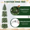 image9 FT PreLit Foldable Pencil Christmas Tree Flocked Hinged Artificial Xmas Tree w 1228 Branch Tips ampamp Warm LED Lights ampamp Sturdy Metal Stand Slim Decoration Tree Perfect for Home ampamp Party9ft