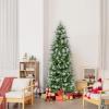 image9 FT PreLit Foldable Pencil Christmas Tree Flocked Hinged Artificial Xmas Tree w 1228 Branch Tips ampamp Warm LED Lights ampamp Sturdy Metal Stand Slim Decoration Tree Perfect for Home ampamp Party6ft