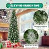 image9 FT PreLit Foldable Pencil Christmas Tree Flocked Hinged Artificial Xmas Tree w 1228 Branch Tips ampamp Warm LED Lights ampamp Sturdy Metal Stand Slim Decoration Tree Perfect for Home ampamp Party9ft