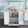 imageBathroom Storage Cabinet Wooden Floor Cabinet with 2 Doors and Adjustable Shelf Freestanding Cabinet for Living Room Bedroom Bathroom Entryway 235quot L x 14quot W x 345quot H BrownWhite