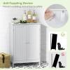 imageBathroom Storage Cabinet Wooden Floor Cabinet with 2 Doors and Adjustable Shelf Freestanding Cabinet for Living Room Bedroom Bathroom Entryway 235quot L x 14quot W x 345quot H BrownWhite