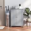 imageBathroom Storage Cabinet Wooden Floor Cabinet with 2 Doors and Adjustable Shelf Freestanding Cabinet for Living Room Bedroom Bathroom Entryway 235quot L x 14quot W x 345quot H BrownGrey