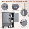 imageBathroom Wall Cabinet 2Door Over The Toilet Cabinet with Adjustable Shelf ampamp Open Storage Shelf Wall Mounted Bathroom Cabinet Hanging Medicine Cabinet for Living Room Entryway EspressoGrey