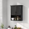 imageBathroom Wall Cabinet 2Door Over The Toilet Cabinet with Adjustable Shelf ampamp Open Storage Shelf Wall Mounted Bathroom Cabinet Hanging Medicine Cabinet for Living Room Entryway EspressoBlack