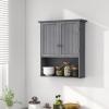 imageBathroom Wall Cabinet 2Door Over The Toilet Cabinet with Adjustable Shelf ampamp Open Storage Shelf Wall Mounted Bathroom Cabinet Hanging Medicine Cabinet for Living Room Entryway EspressoGrey
