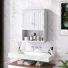 imageBathroom Wall Cabinet 2Door Over The Toilet Cabinet with Adjustable Shelf ampamp Open Storage Shelf Wall Mounted Bathroom Cabinet Hanging Medicine Cabinet for Living Room Entryway EspressoWhite