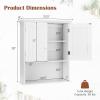 imageBathroom Wall Cabinet 2Door Over The Toilet Cabinet with Adjustable Shelf ampamp Open Storage Shelf Wall Mounted Bathroom Cabinet Hanging Medicine Cabinet for Living Room Entryway EspressoWhite