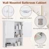 imageBathroom Wall Cabinet 2Door Over The Toilet Cabinet with Adjustable Shelf ampamp Open Storage Shelf Wall Mounted Bathroom Cabinet Hanging Medicine Cabinet for Living Room Entryway EspressoWhite