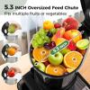 imageCold Press Juicer 53quot Wide Feed Chute Easy to Clean Juicers wCleaning Brush ampamp 2 Cups 200W Power Motor Slow Masticating Juicer Machine wHigh Juice Yield for Whole Vegetables ampamp Fruits