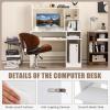 imageComputer Desk with Hutch Wood Home Office Desk wKeyboard Tray CPU Stand ampamp Power Outlet SpaceSaving Laptop PC Desk Modern Writing Desk with Bookshelf Bedroom Study Room WhiteWhite