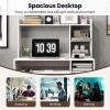 imageComputer Desk with Hutch Wood Home Office Desk wKeyboard Tray CPU Stand ampamp Power Outlet SpaceSaving Laptop PC Desk Modern Writing Desk with Bookshelf Bedroom Study Room WhiteWhite