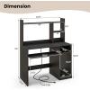 imageComputer Desk with Hutch Wood Home Office Desk wKeyboard Tray CPU Stand ampamp Power Outlet SpaceSaving Laptop PC Desk Modern Writing Desk with Bookshelf Bedroom Study Room WhiteBlack