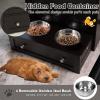 imageDog Feeding Station with Double Bowls Large Pull Out Dog Feeder ampamp Food Storage BrownBrown