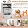 imageDog Feeding Station with Double Bowls Large Pull Out Dog Feeder ampamp Food Storage BrownWhite