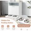 imageDog Feeding Station with Double Bowls Large Pull Out Dog Feeder ampamp Food Storage BrownWhite