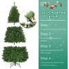 imageDual Color Change 5 FT PreLit Artificial Christmas Tree 150 LED Lights 600 PVC Branch Tips Metal Stand 11 Color Modes FireResistant Hinged Xmas Tree for Home Holiday Party7ft