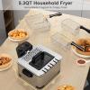 imageElectric Deep Fryer with 3 Baskets 53Qt Adjustable Temperature Electric Oil Fryer wTimer View Window Lid Professional Style NonStick Inner Pot Easy to Clean Deep Fryer for Home Use