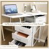 imageFolding Computer Desk with 6 Wheels 415quot Modern Steel Collapsible Home Office Desk with 3 Storage Drawers Portable Writing Laptop Desk for Bedroom Study Small Space Home Office White