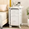 imageFolding Computer Desk with 6 Wheels 415quot Modern Steel Collapsible Home Office Desk with 3 Storage Drawers Portable Writing Laptop Desk for Bedroom Study Small Space Home Office White