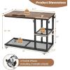 imageGRAFFY C Shaped End Table  Height Adjustable Couch Sofa Table with Tiltable Tabletop Lockable Wheels and Storage Shelves Mobile Side Table for Living Room Bedroom NaturalRustic Brown