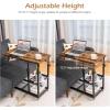 imageGRAFFY C Shaped End Table  Height Adjustable Couch Sofa Table with Tiltable Tabletop Lockable Wheels and Storage Shelves Mobile Side Table for Living Room Bedroom NaturalRustic Brown