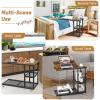 imageGRAFFY C Shaped End Table  Height Adjustable Couch Sofa Table with Tiltable Tabletop Lockable Wheels and Storage Shelves Mobile Side Table for Living Room Bedroom NaturalRustic Brown