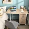 imageGRAFFY Computer Desk Small Laptop Work Desk wFolding Table top ampamp 3 Storage Drawers Collapsible Desk w6 Wheels Writing Workstation Laptop Table for Home Office Brown NaturalNatural