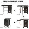 imageGRAFFY Computer Desk Small Laptop Work Desk wFolding Table top ampamp 3 Storage Drawers Collapsible Desk w6 Wheels Writing Workstation Laptop Table for Home Office Brown NaturalBrown