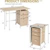 imageGRAFFY Computer Desk Small Laptop Work Desk wFolding Table top ampamp 3 Storage Drawers Collapsible Desk w6 Wheels Writing Workstation Laptop Table for Home Office Brown NaturalNatural