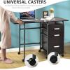 imageGRAFFY Computer Desk Small Laptop Work Desk wFolding Table top ampamp 3 Storage Drawers Collapsible Desk w6 Wheels Writing Workstation Laptop Table for Home Office Brown NaturalBrown