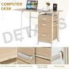 imageGRAFFY Computer Desk Small Laptop Work Desk wFolding Table top ampamp 3 Storage Drawers Collapsible Desk w6 Wheels Writing Workstation Laptop Table for Home Office Brown NaturalNatural
