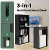 imageGRAFFY Computer Desk with 6 Storage Shelves  48quot Reversible Writing Desk Workstation with Bookshelf and CPU Stand Modern Compact Office Desk for Bedroom Study Home Office BlackBlack