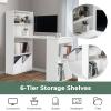 imageGRAFFY Computer Desk with 6 Storage Shelves  48quot Reversible Writing Desk Workstation with Bookshelf and CPU Stand Modern Compact Office Desk for Bedroom Study Home Office BlackWhite