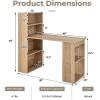 imageGRAFFY Computer Desk with 6 Storage Shelves  48quot Reversible Writing Desk Workstation with Bookshelf and CPU Stand Modern Compact Office Desk for Bedroom Study Home Office BlackNatural