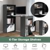 imageGRAFFY Computer Desk with 6 Storage Shelves  48quot Reversible Writing Desk Workstation with Bookshelf and CPU Stand Modern Compact Office Desk for Bedroom Study Home Office BlackBlack