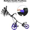 imageGRAFFY Golf Push Cart with Seat 3 Wheel Golf Pull Cart with HeightAdjustable Handle Lightweight Folding Golf Trolley with Scoreboard Bag Foot Brake Cup ampamp Umbrella HolderNavy