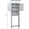 imageGRAFFY Over The Toilet Storage Cabinet Bathroom Space Saver Stands with Adjustable Shelf Open Storage Shelf ampamp Double Doors Freestanding Toilet Organizer Wooden Above Toilet Rack White WhiteGrey