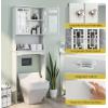 imageGRAFFY Over The Toilet Storage Cabinet Bathroom Space Saver Stands with Adjustable Shelf Open Storage Shelf ampamp Double Doors Freestanding Toilet Organizer Wooden Above Toilet Rack White WhiteWhite