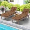 imageGRAFFY Patio Chaise Lounge Cushion 72quot x 22quot x 4quot Lounge Chair Cushion Tufted Lounger Cushion with 4 String Ties Thickened OilProof for Terrace Poolside Outdoor Indoor GreyBrown