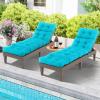 imageGRAFFY Patio Chaise Lounge Cushion 72quot x 22quot x 4quot Lounge Chair Cushion Tufted Lounger Cushion with 4 String Ties Thickened OilProof for Terrace Poolside Outdoor Indoor GreyTurquoise