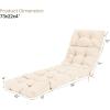 imageGRAFFY Patio Chaise Lounge Cushion 72quot x 22quot x 4quot Lounge Chair Cushion Tufted Lounger Cushion with 4 String Ties Thickened OilProof for Terrace Poolside Outdoor Indoor GreyBeige