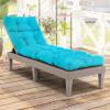 imageGRAFFY Patio Chaise Lounge Cushion 72quot x 22quot x 4quot Lounge Chair Cushion Tufted Lounger Cushion with 4 String Ties Thickened OilProof for Terrace Poolside Outdoor Indoor GreyTurquoise