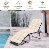 imageGRAFFY Patio Chaise Lounge Cushion 72quot x 22quot x 4quot Lounge Chair Cushion Tufted Lounger Cushion with 4 String Ties Thickened OilProof for Terrace Poolside Outdoor Indoor GreyBeige