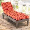 imageGRAFFY Patio Chaise Lounge Cushion 72quot x 22quot x 4quot Lounge Chair Cushion Tufted Lounger Cushion with 4 String Ties Thickened OilProof for Terrace Poolside Outdoor Indoor GreyRedorange